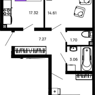 Объявление 2-к квартира, 60.41м2, 2/14 эт